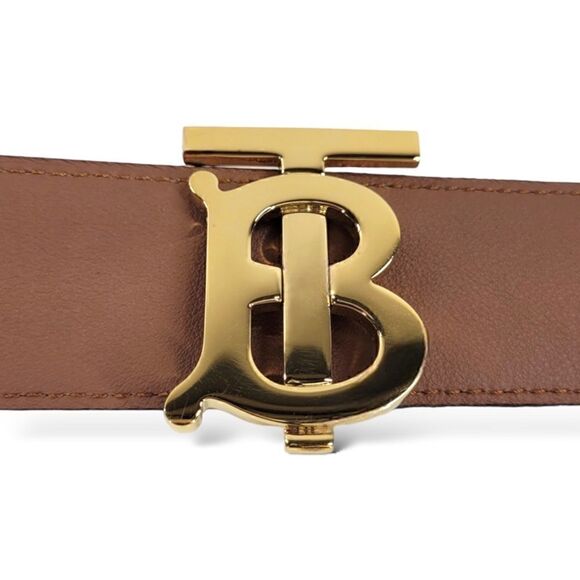 Burberry Gold-Tone TB Logo Buckle Reversible Black/Brown Leather Belt (SMALL) main image 6